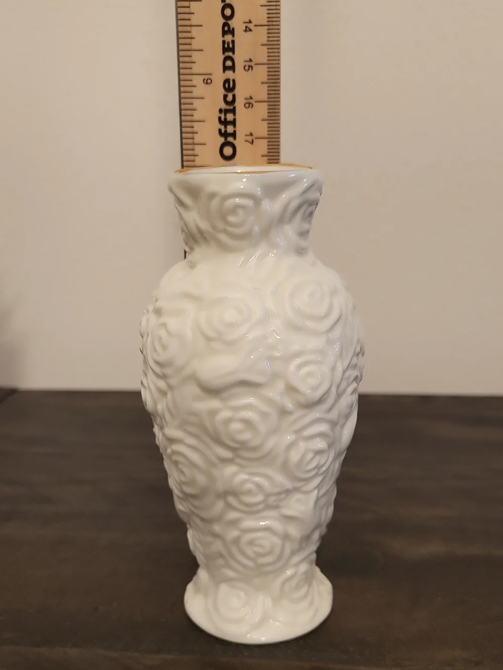 Vintage International Silver Co. Porcelain  Embossed Rose Bud Vase